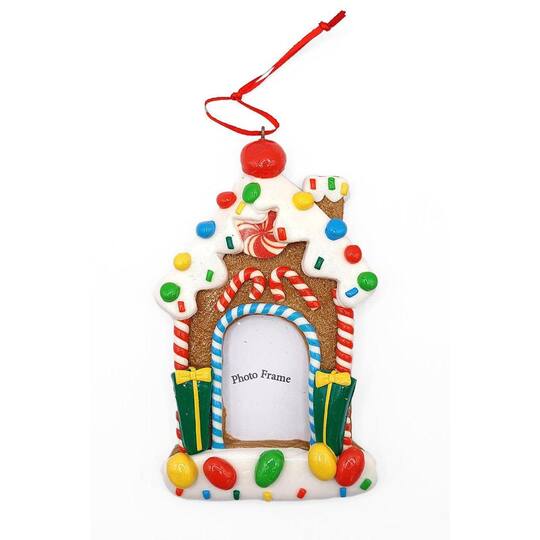 Wizardi Glossy Gingerbread House Frame Christmas Ornament